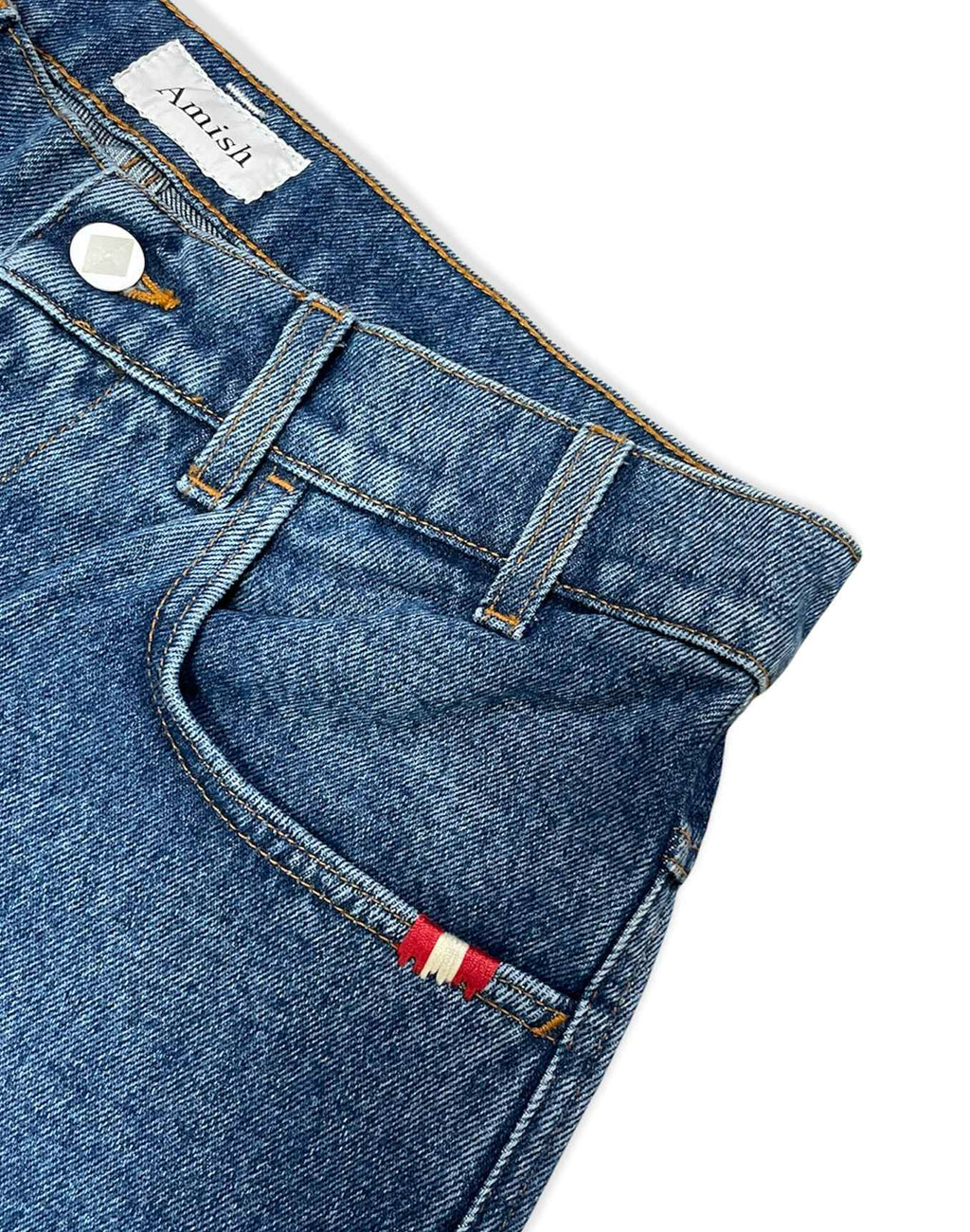  Amish Pantaloni Jeans Bernie Denim Stone Wash Blu Uomo - 3