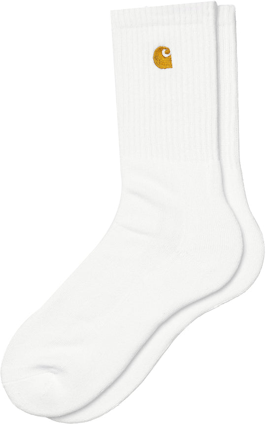  Carhartt Wip Calze Chase Socks White Gold Uomo Bianco