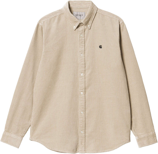  Carhartt Wip Camicia L/s Madison Cord Shirt Wall Black Uomo Marrone