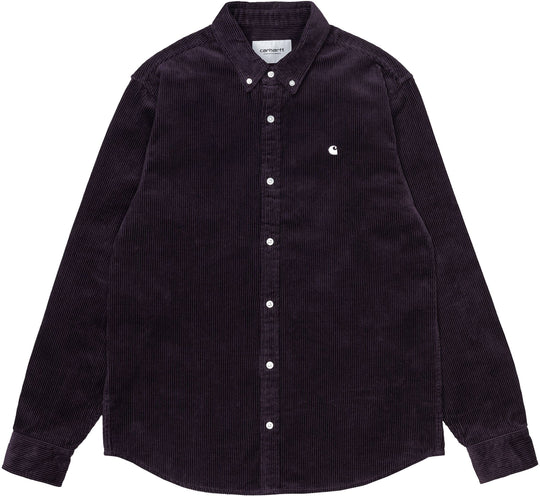  Carhartt Wip Camicia L/s Madison Cord Shirt Dark Iris Wax Uomo Viola