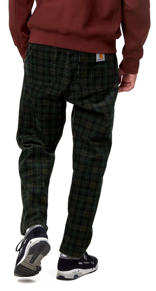  Carhartt Wip Pantaloni Flint Pant Breck Check Print Grove Rinsed Uomo Verde