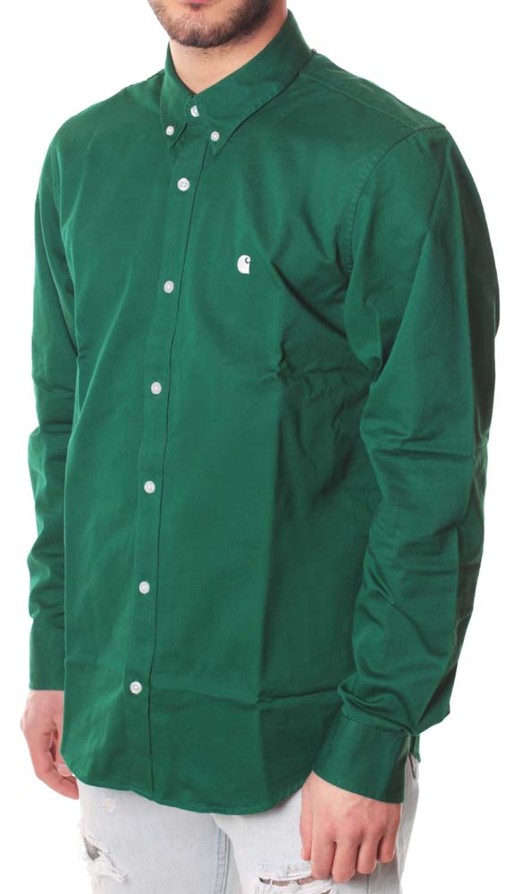  Carhartt Wip Carhartt Camicia L/s Madison Shirt Dragon Wax Verde Uomo - 2