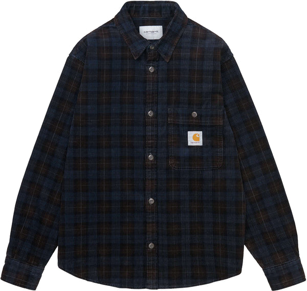 Carhartt WIP camicia L/S Flint Shirt breck check print tobacco