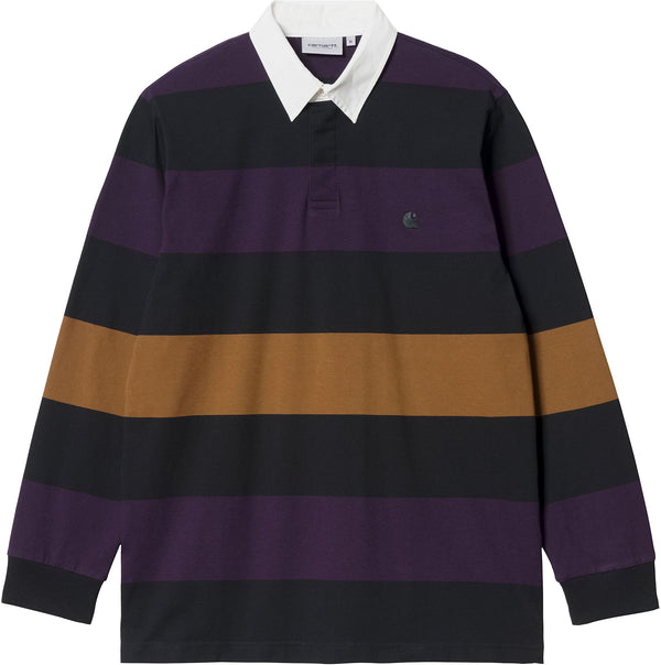 Carhartt WIP t-shirt L/S Hansen Rugby Polo hansen stripe black wax