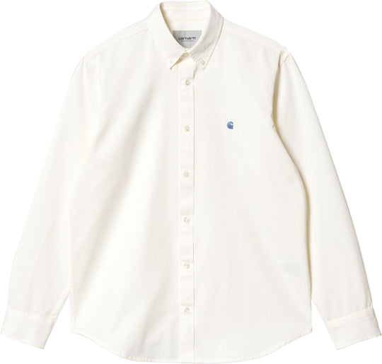  Carhartt Wip Camicia L/s Madison Shirt Wax Ice Sheet Uomo