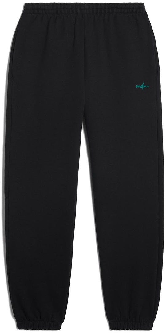  Mdn Pantaloni Embroidered Logo Sweatpant Black Emerald Uomo Nero