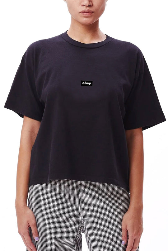  Obey T-shirt Obey Tag Custom Crop Tee Off Black Uomo Off Nero