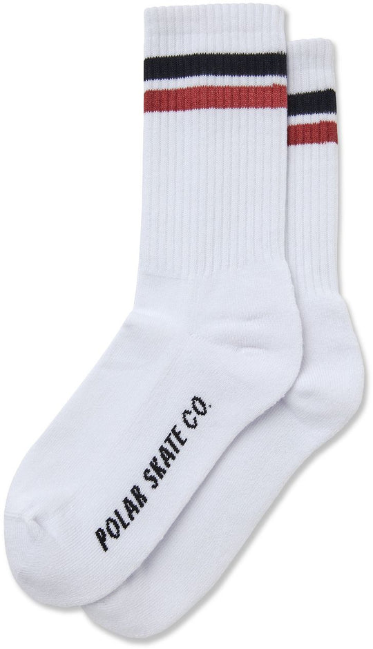  Polar Skate Co. Calze Stripe Socks White Black Rust Uomo Bianco