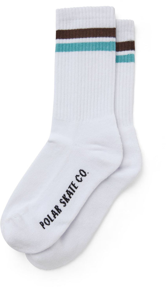  Polar Skate Co. Calze Stripe Socks White Brown Mint Uomo Bianco