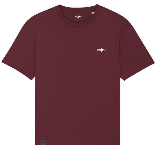  Mdn T-shirt Sustainable Ebroidered Logo Tee Burgundy Uomo Rosso