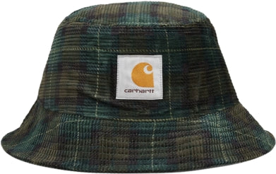  Carhartt Wip Cappello Cord Bucket Hat Check Print Grove Unisex Verde