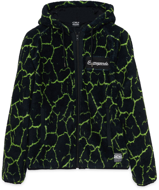  Propaganda Giacca Texture Fur Hoodie Crack Black Lime Uomo Nero
