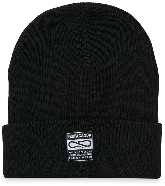  Propaganda Cuffia Label Beanie Black Unisex Nero