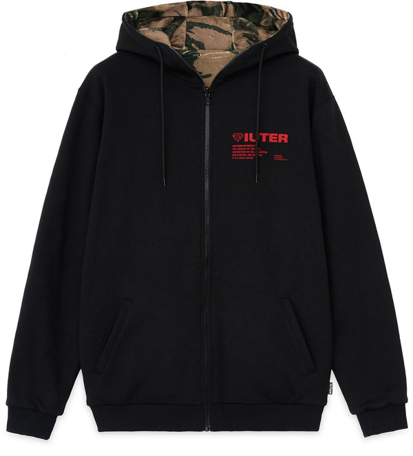 Iuter felpa Teddybear Camo Double SZ Fur Zip Hoodie black