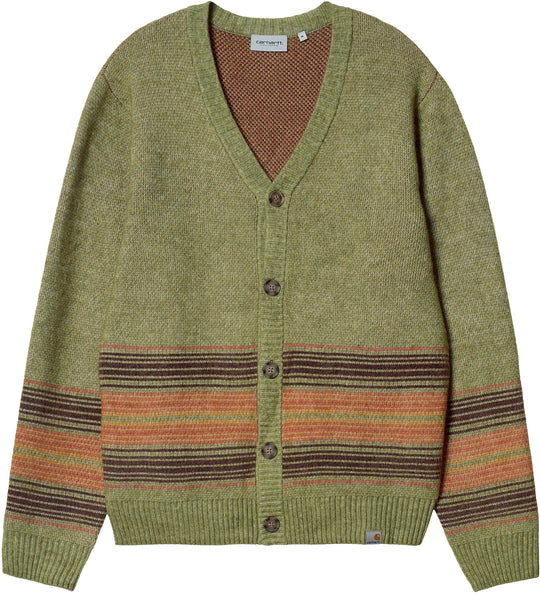  Carhartt Wip Maglione Cardigan Dillon Stripe Dollar Green Uomo Verde