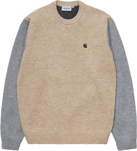  Carhartt Wip Maglione Triple Sweater Dusty H Brown Grey Black Uomo Beige