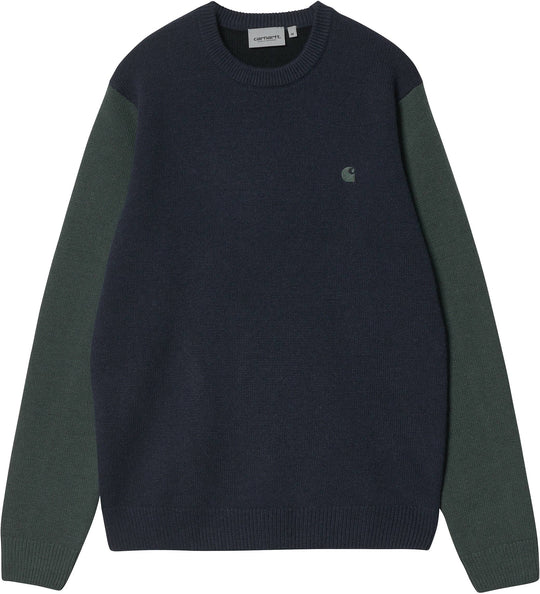  Carhartt Wip Maglione Triple Sweater Dark Navy Slate Black Uomo Blu