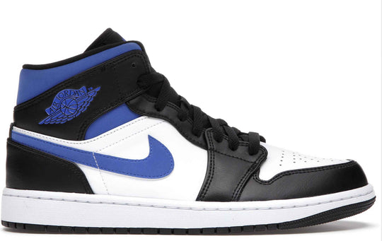  Jordan 1 Mid Shoes White Black Royal Uomo Blu