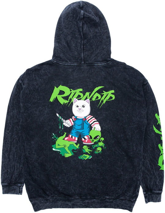  Ripndip Felpa Childs Play Hoodie Black Mineral Wash Uomo Nero
