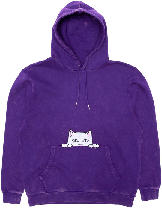  Ripndip Felpa Peeking Nermal Embroidered Hoodie Purple Mineral Wash Uomo Viola