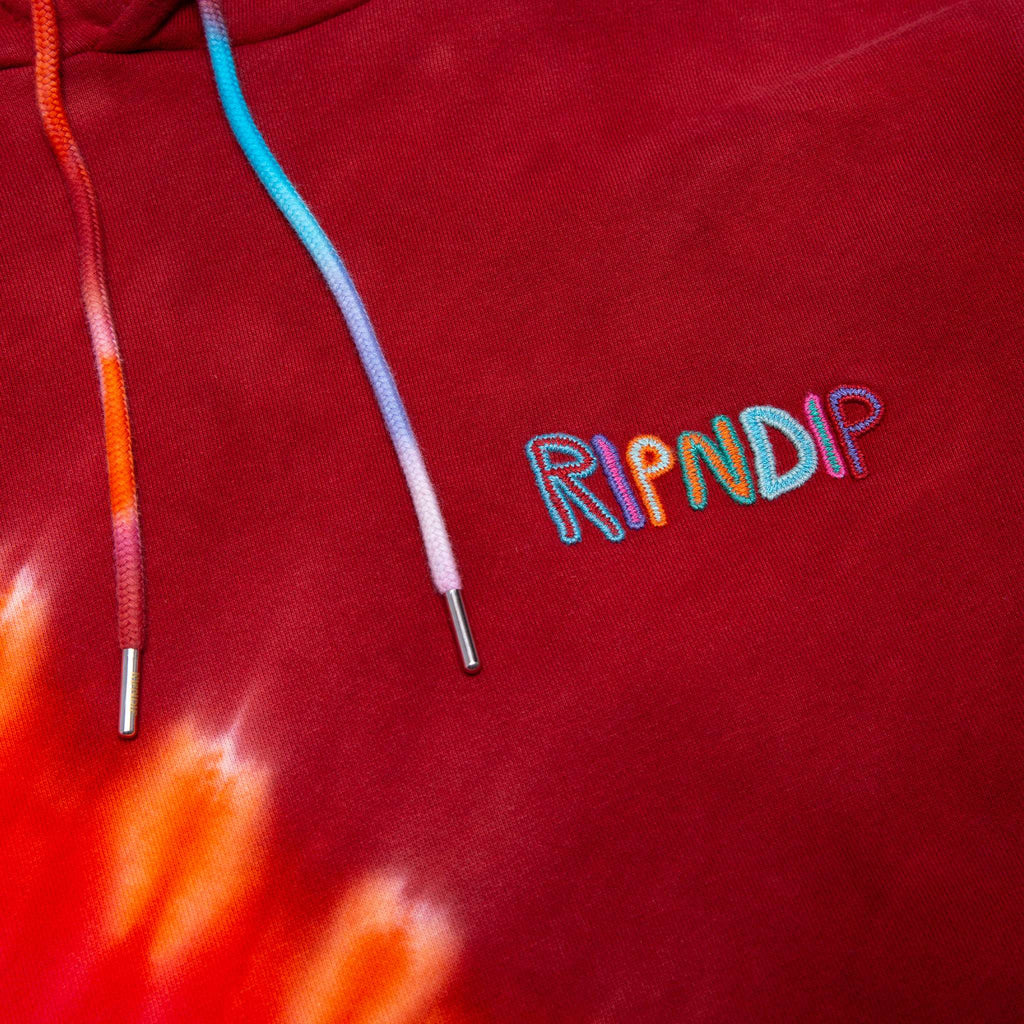  Ripndip Felpa Og Prisma Embroidered Hoodie Red Tie Dye Rosso Uomo - 2