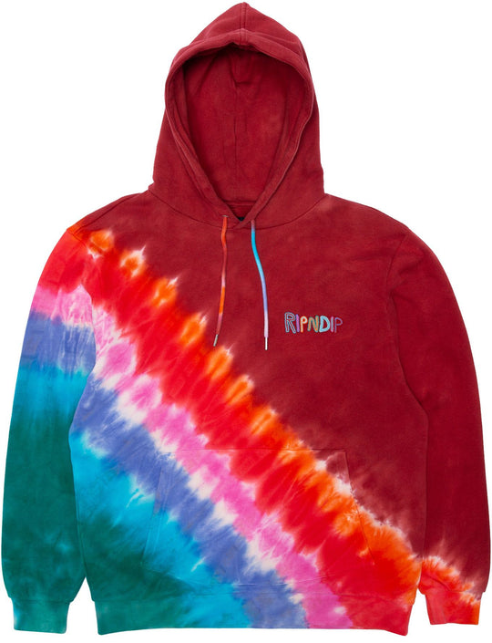  Ripndip Felpa Og Prisma Embroidered Hoodie Red Tie Dye Uomo Rosso