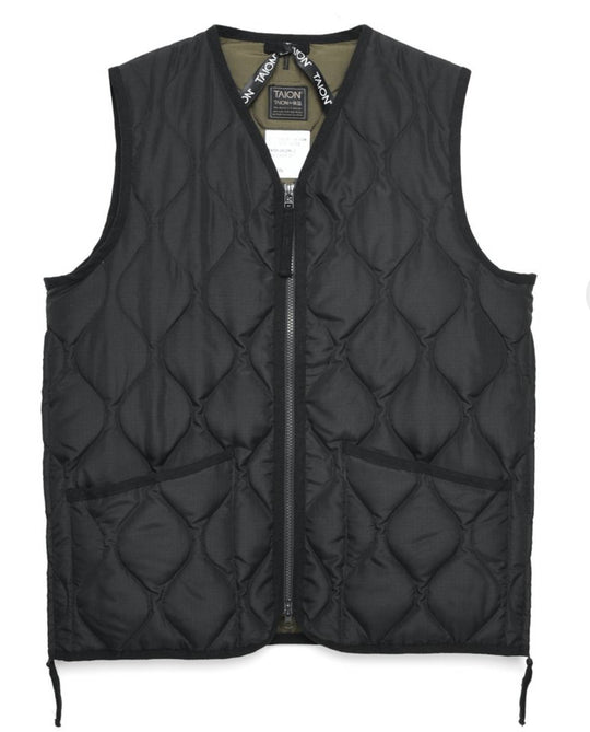  Taion Gilet Military Zip V Neck Vest Black Uomo Nero