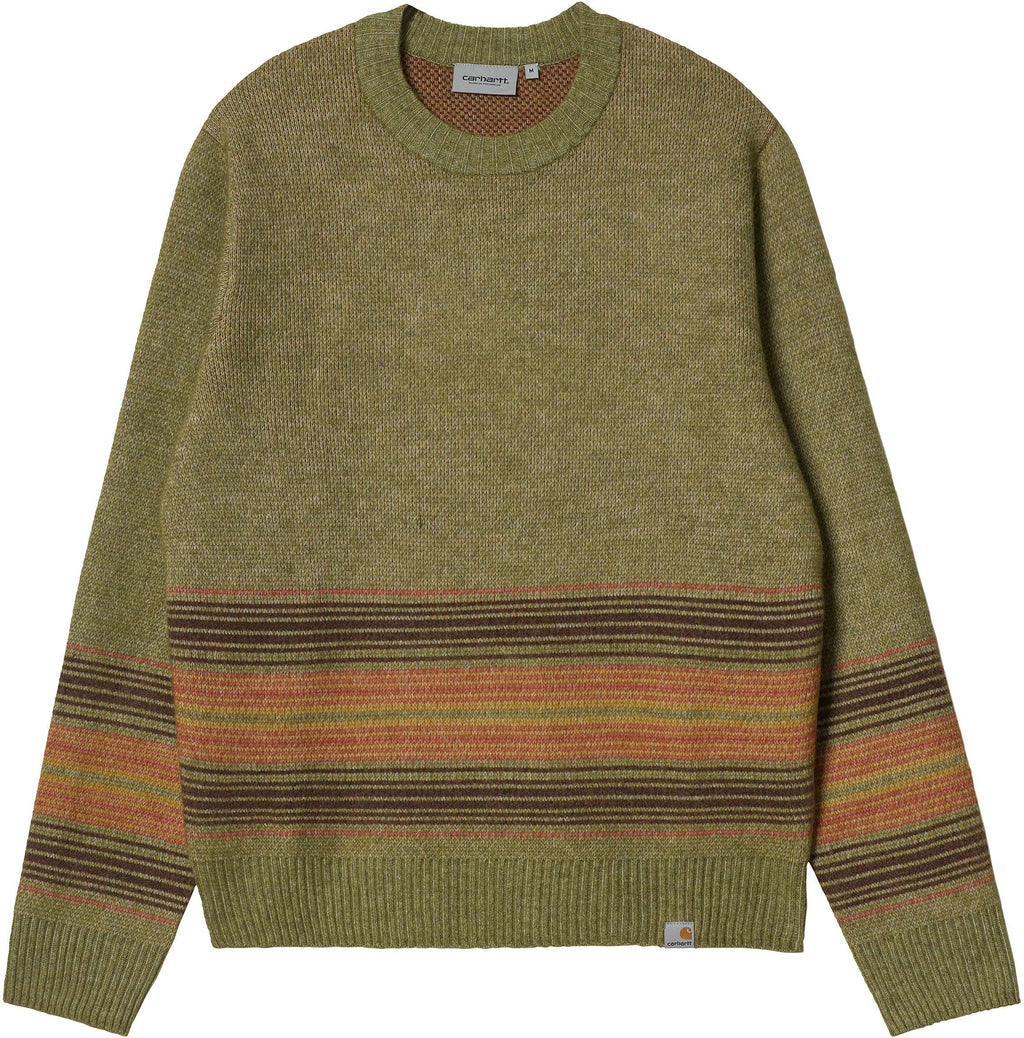  Carhartt Wip Maglione Dillon Sweater Stripe Dollar Green Verde Uomo - 1