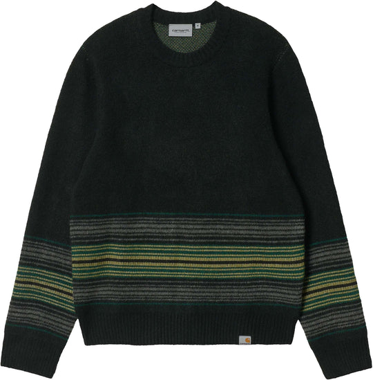  Carhartt Wip Maglione Dillon Sweater Stripe Black Uomo Nero