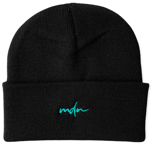  Mdn Cuffia Acrylic Logo Beanie Black Petrol Special_unisex Nero