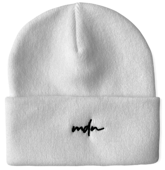  Mdn Cuffia Acrylic Logo Beanie White Black Special_unisex Bianco