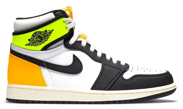 Jordan 1 Retro High shoes White Black Volt University Gold