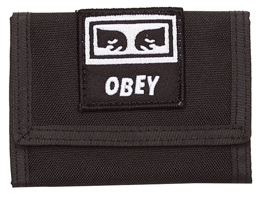  Obey Portafoglio Takeover Tri Fold Wallet Balck Uomo Nero