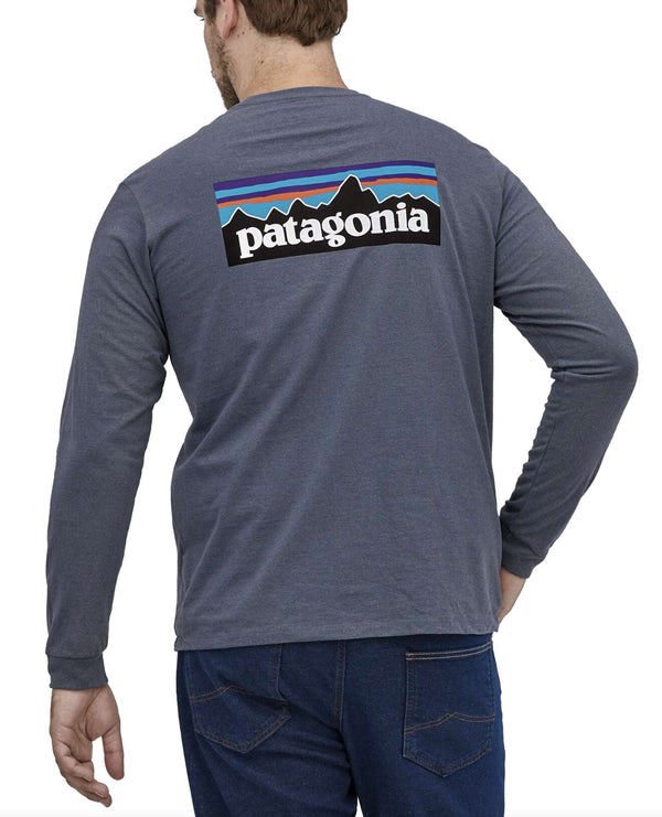 Patagonia t-shirt Men's Long-Sleeved P-6 Logo Responsibili-Tee® plume grey