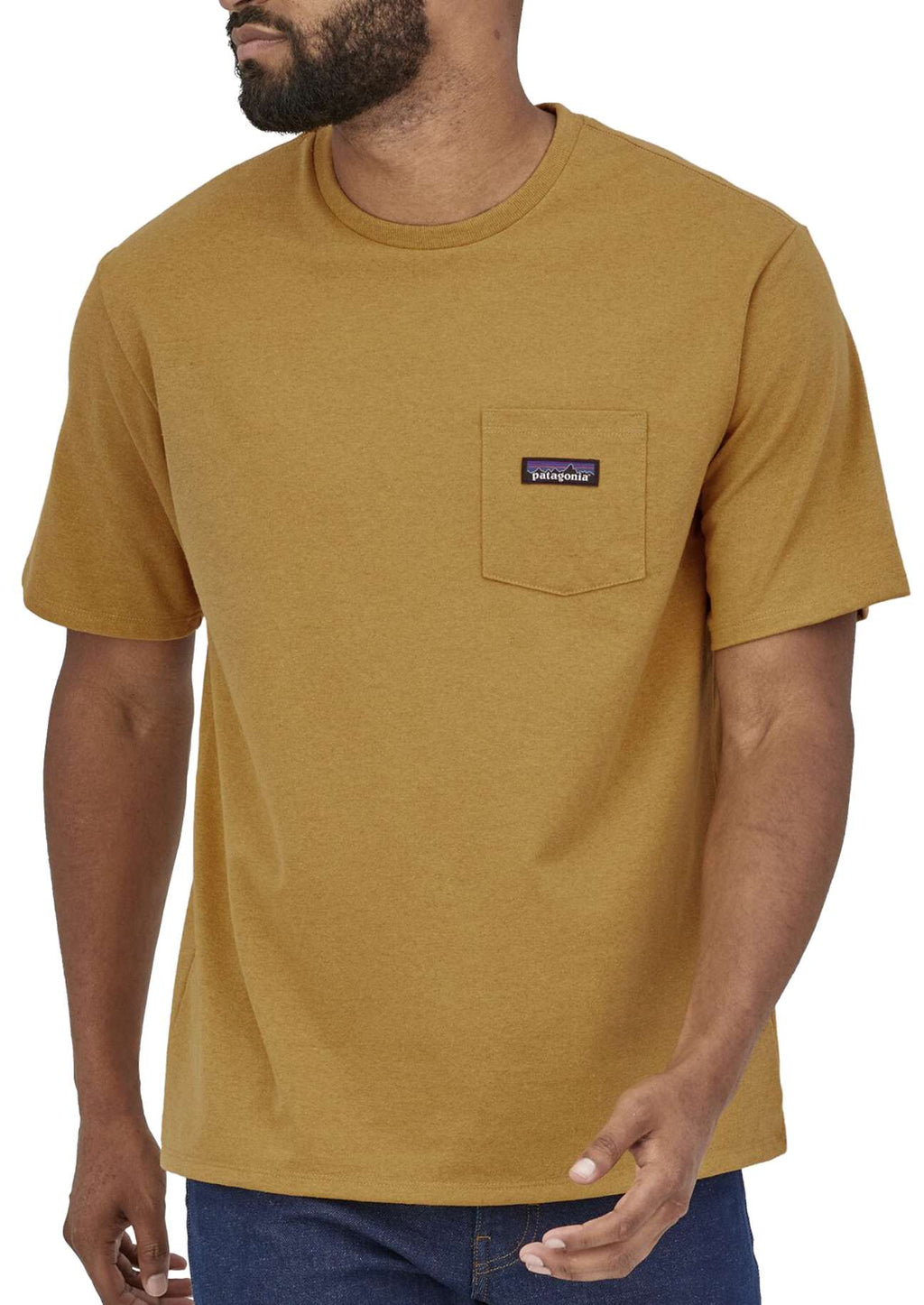  Patagonia T-shirt M's P-6 Label Pocket Responsibili Tee Hawk Gold Giallo Uomo - 1