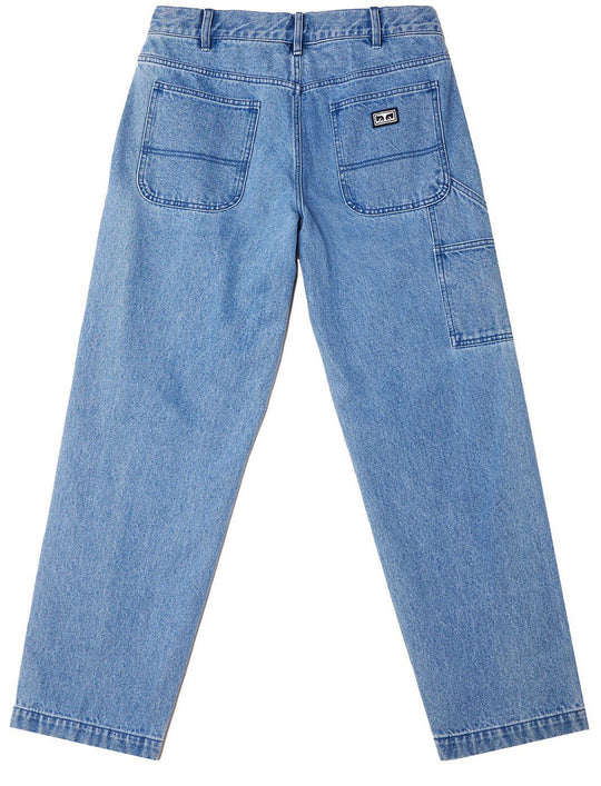  Obey Pantaloni Jeans Hardwork Carpenter Denim Pant Stonewash Indigo Uomo Blu