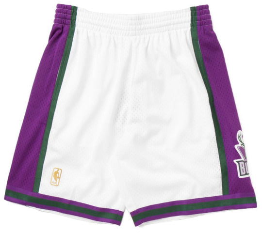  Mitchell & Ness Short Swingman Short Milwaukee Bucks White Mitchell E Ness Uomo Bianco