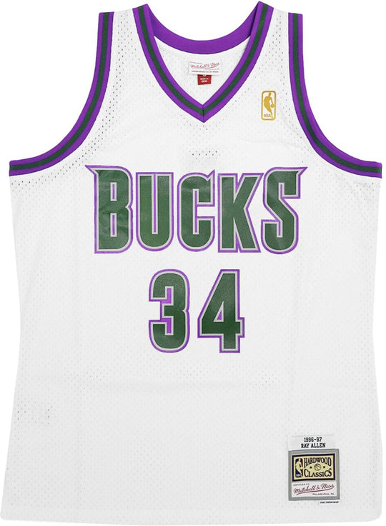  Mitchell & Ness Canotta Ray Allen Swingman Jersey Milwaukee Bucks White Mitchell E Ness Uomo Bianco