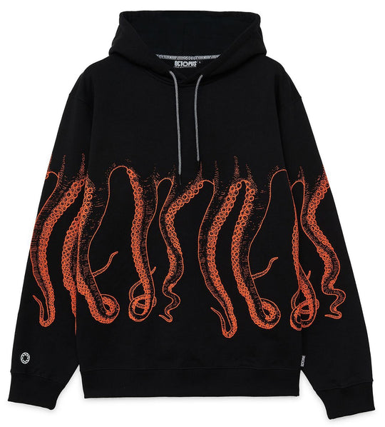  Octopus Felpa Outline Hoodie Black Nero