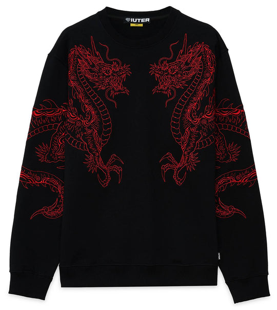  Iuter Felpa Dragon Crewneck Black Uomo Nero