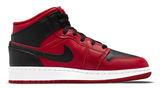  Air Jordan 1 Mid Shoes Gym Red Black White Gs Donna Rosso