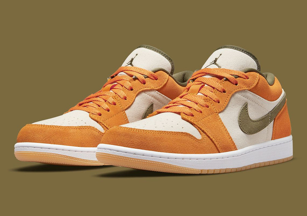  Jordan 1 Low Shoes Orange Olive Arancione Uomo - 3