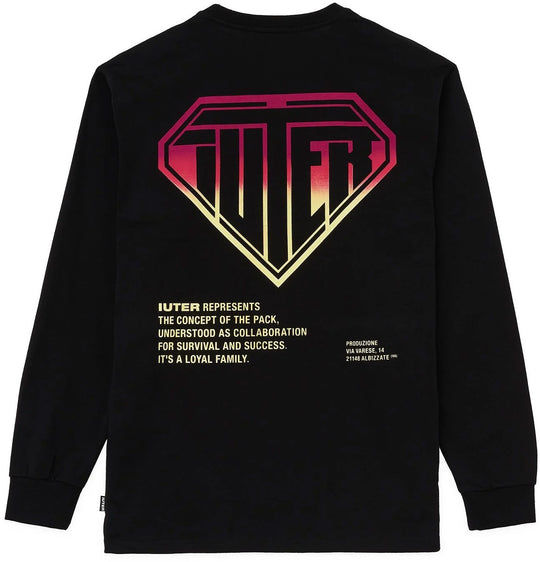  Iuter T-shirt Double Logo Ls Black Uomo Nero