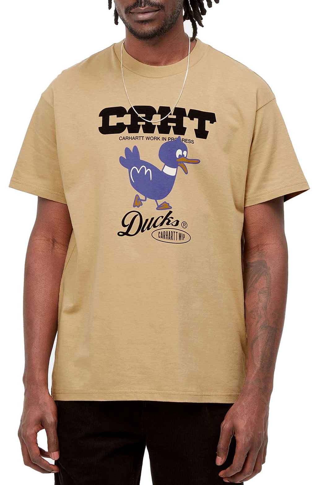  Carhartt Wip T-shirt S/s Crht Duck Dusty H Brown Beige Uomo - 3