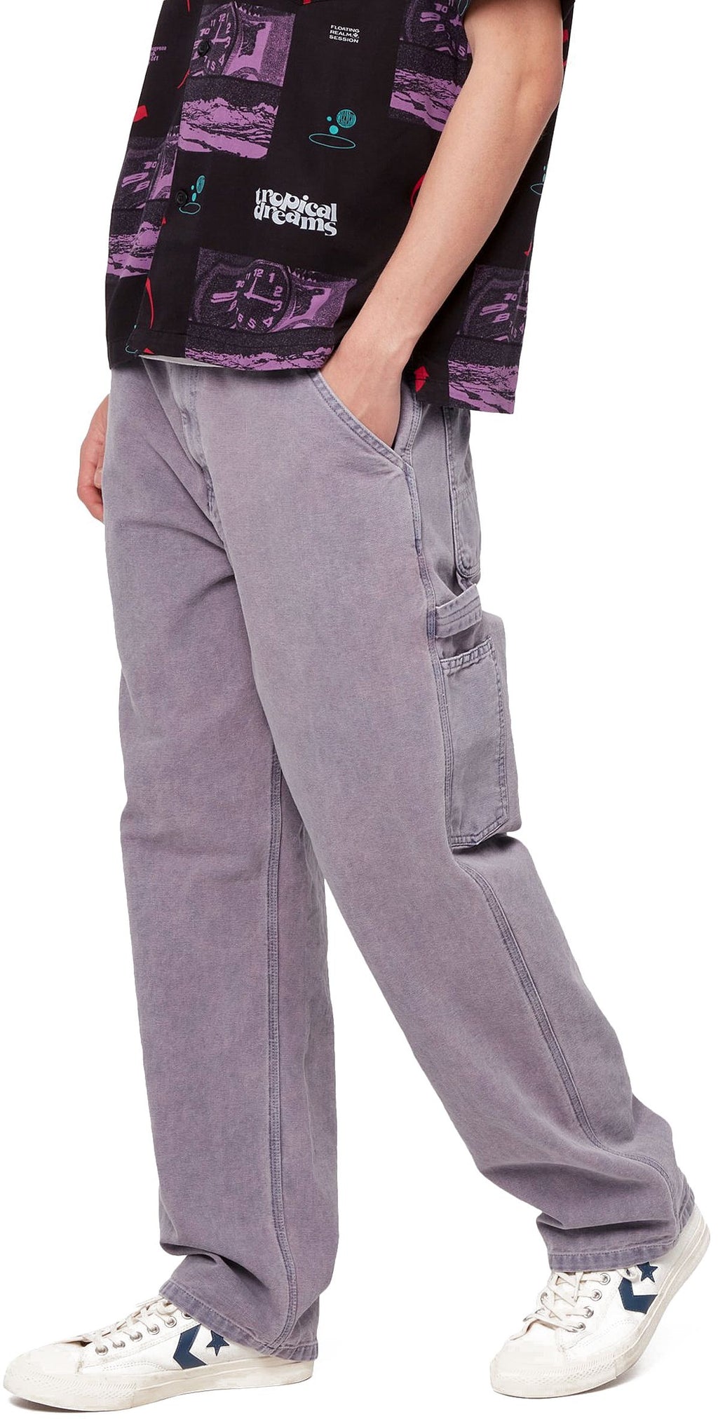  Carhartt Wip Pantaloni Jeans Single Knee Pant Razzmic Viola Uomo - 3
