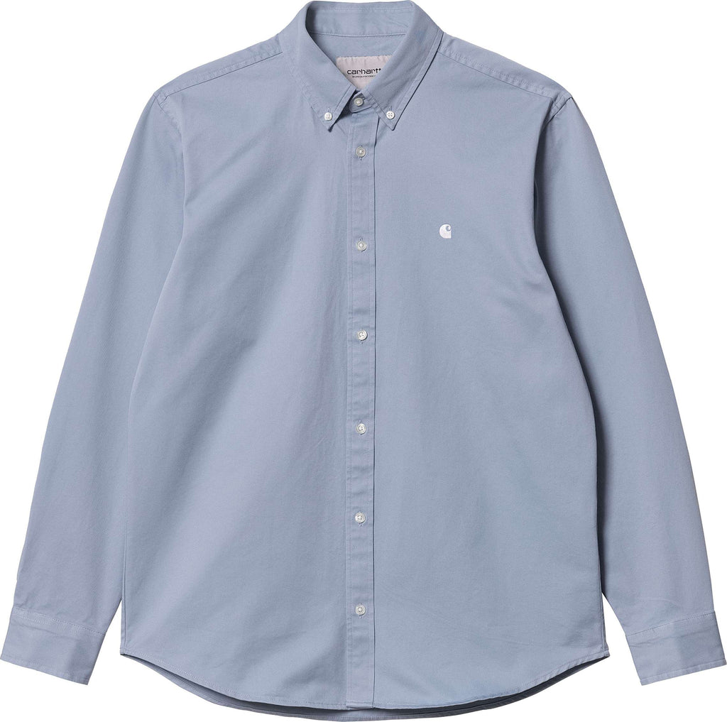 Carhartt Wip Camicia L/s Madison Shirt Frosted Blue White Celeste Uomo - 1