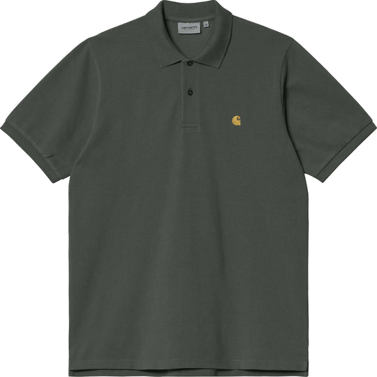  Carhartt Wip T-shirt S/s Chase Pique Polo Thyme Gold Uomo Verde