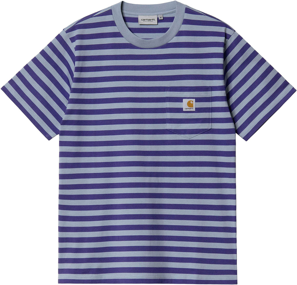  Carhartt Wip T-shirt S/s Scotty Pocket Scotty Stripe Razzmic Viola Uomo - 1