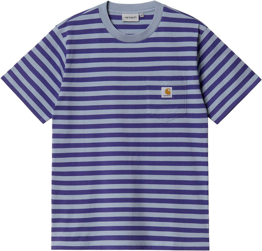  Carhartt Wip T-shirt S/s Scotty Pocket Scotty Stripe Razzmic Uomo Viola