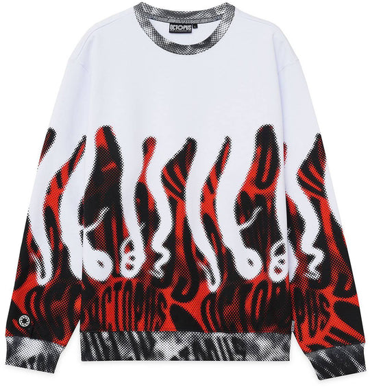  Octopus Felpa Halftone Crew White Uomo